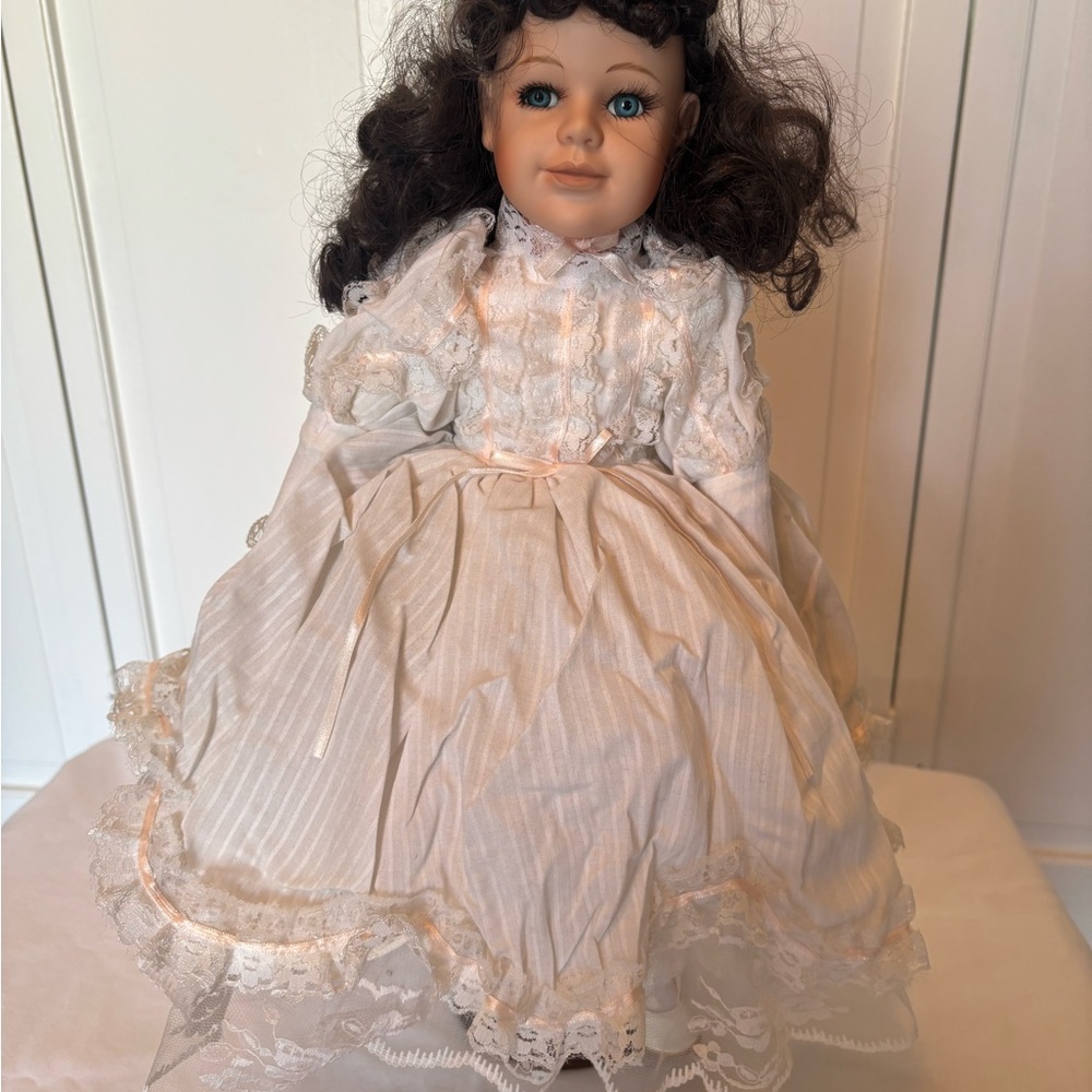 Elegant White Lace Porcelain Doll